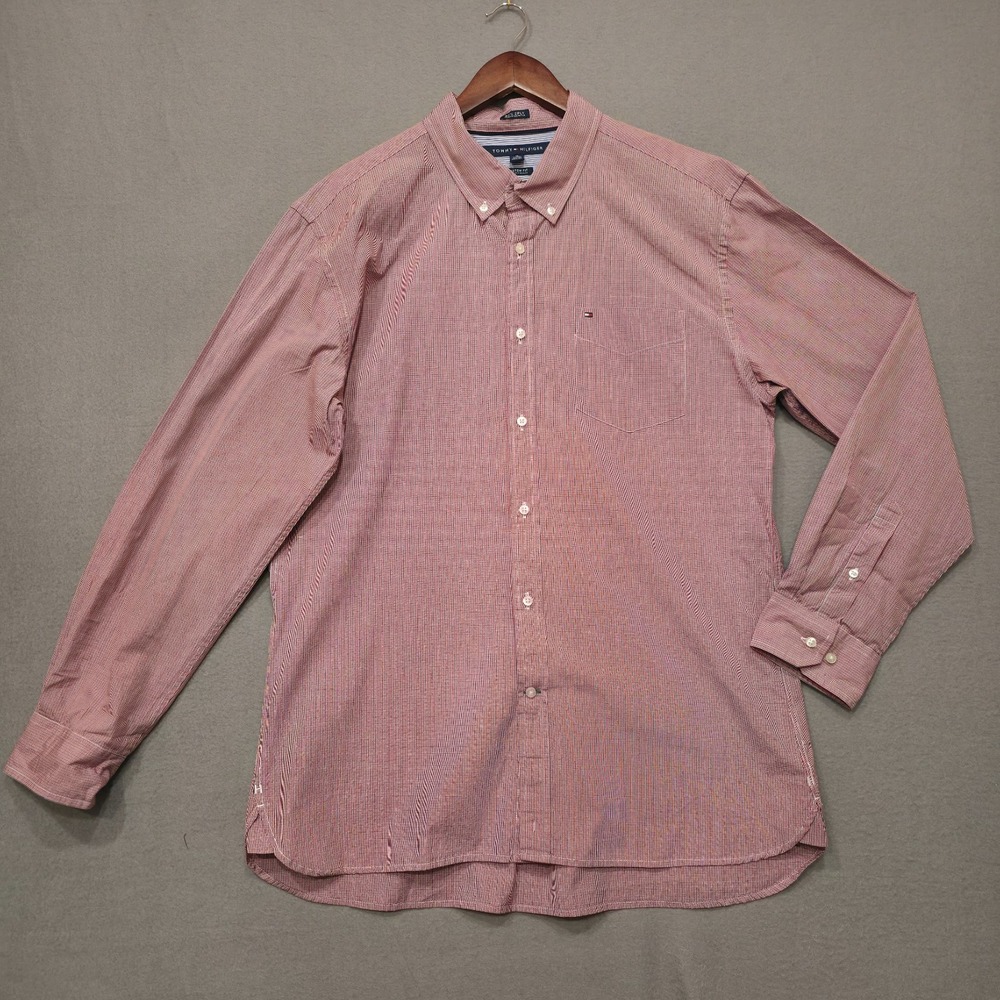 Tommy Hilfiger Men Custom Fit Multicolor Plaid 80s 2 Ply Long Sleeve Shirt Sz XL